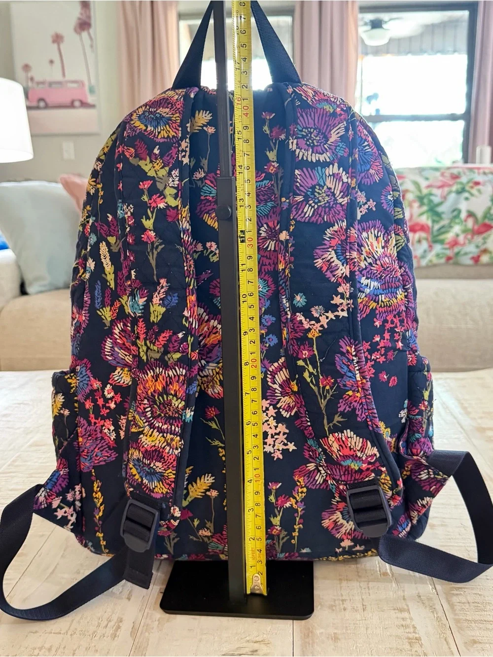 Vera Bradley Backpack Essential Backpack Midnight Wildflowers Laptop Bag Retired